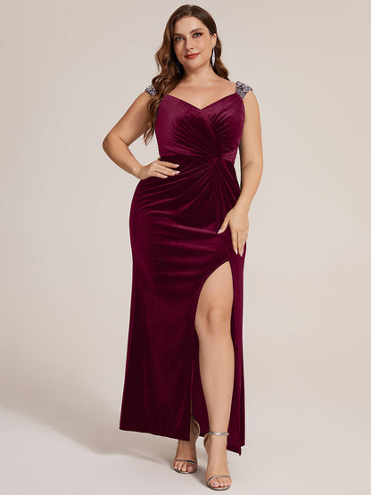 Sequin Velvet Sleeveless Evening Dress