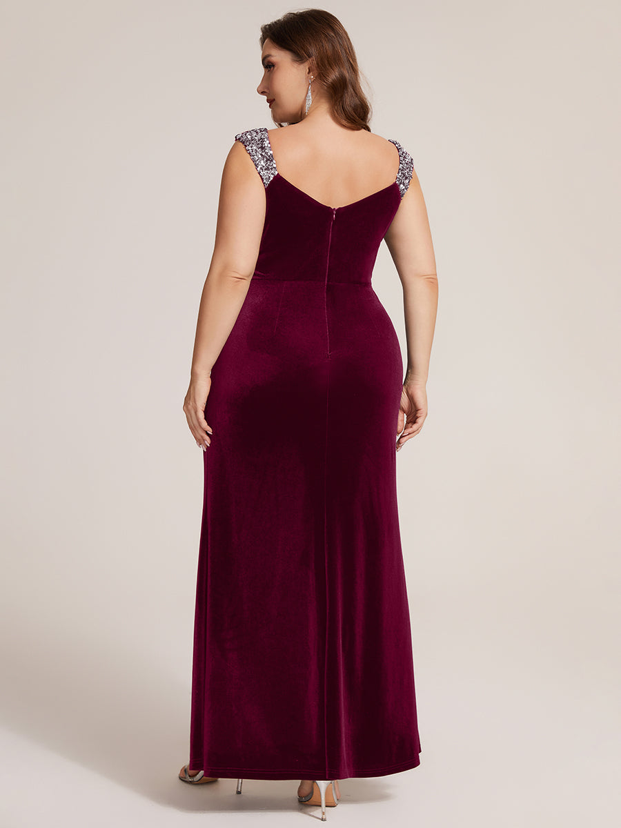 Sequin Velvet Sleeveless Evening Dress
