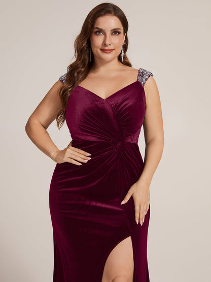Sequin Velvet Sleeveless Evening Dress