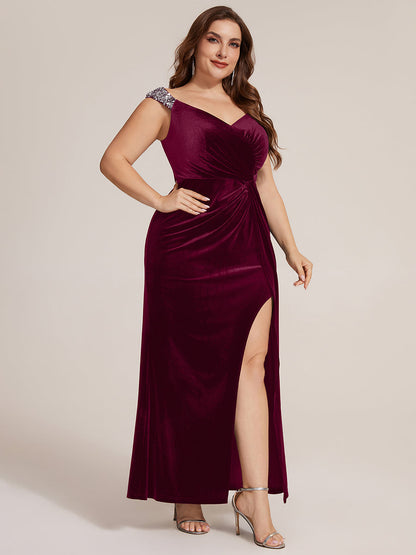 Sequin Velvet Sleeveless Evening Dress