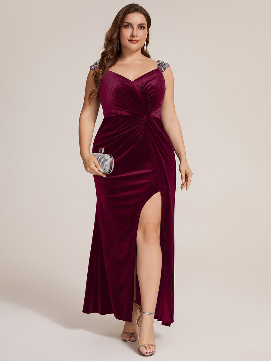 Sequin Velvet Sleeveless Evening Dress