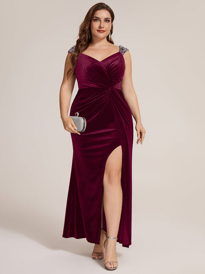 Sequin Velvet Sleeveless Evening Dress