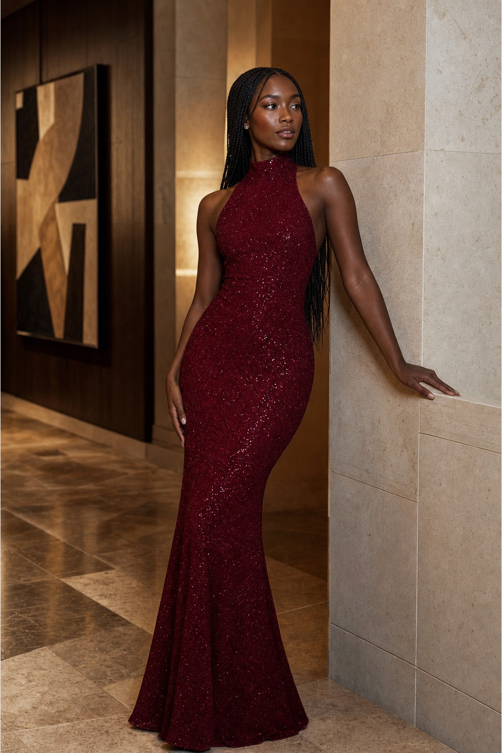 Kennedy red sequin bodycon maxi dress - gallery lifestyle