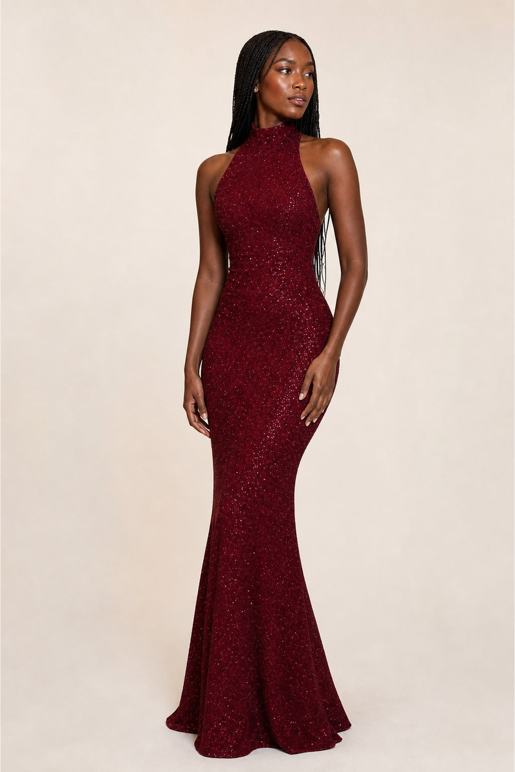 Kennedy red sequin bodycon maxi dress - silhouette detail
