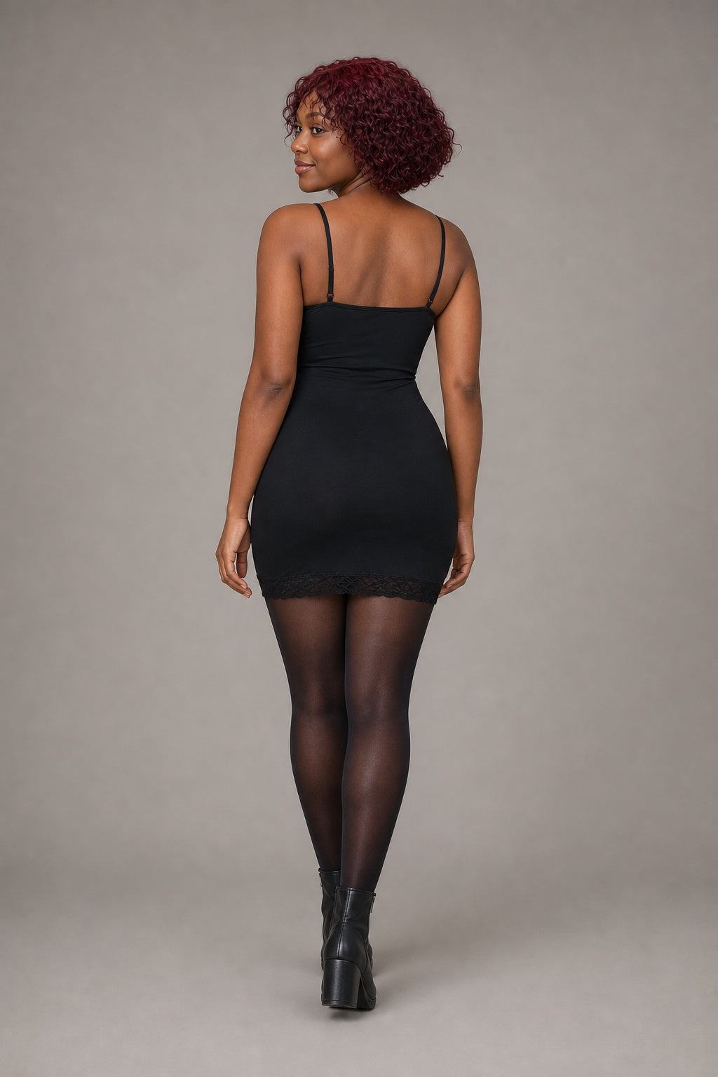 Stella black skull-print mini dress - plain back view