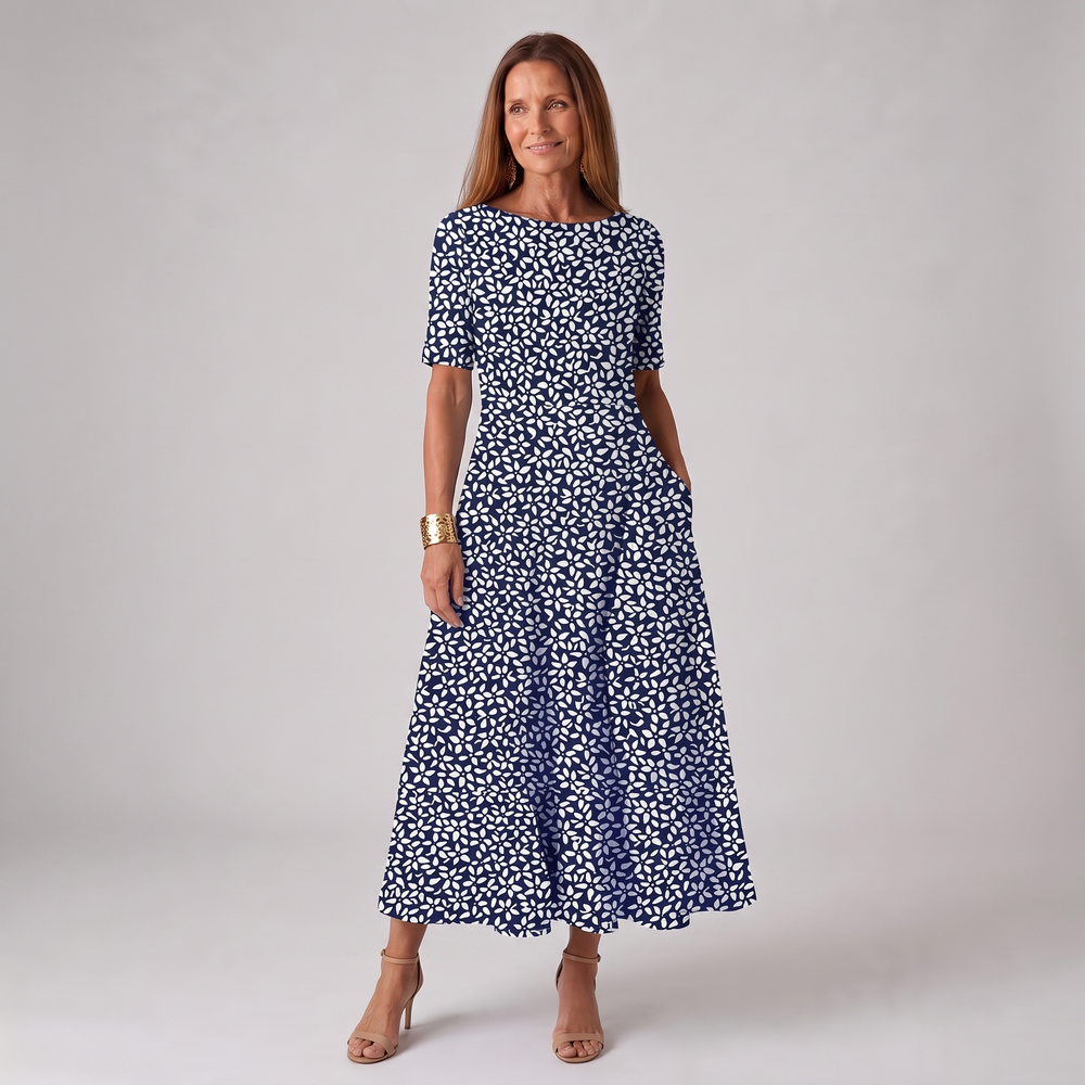Women's Coastal Floral A-Line Midi Dress