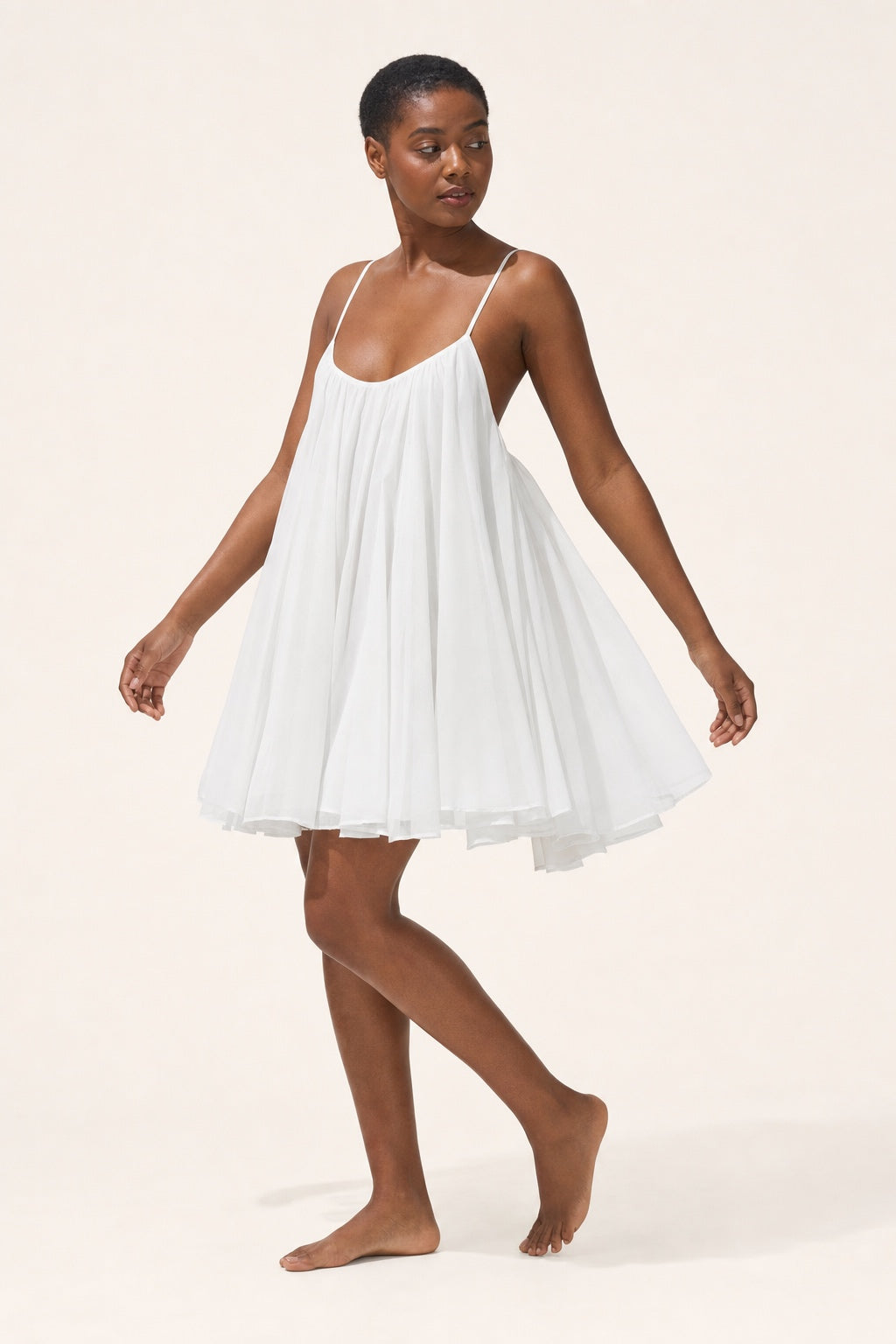Aria white chiffon boho mini dress - natural right-side view