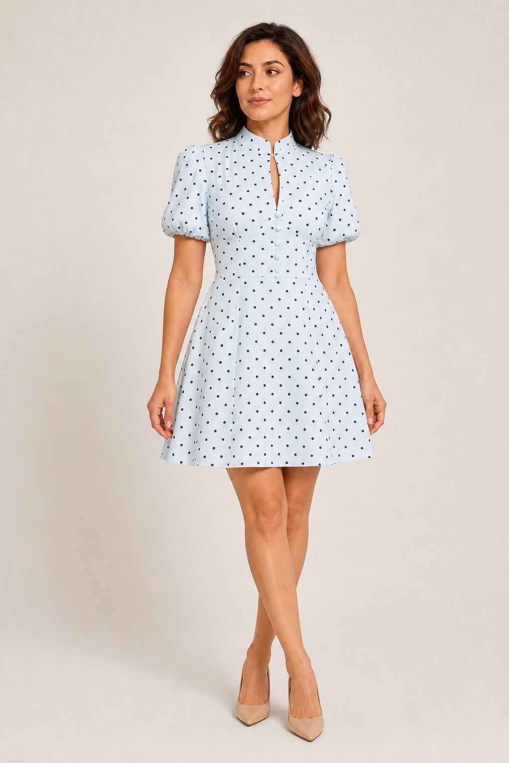 Penelope polka-dot mini dress in Blue - variant view